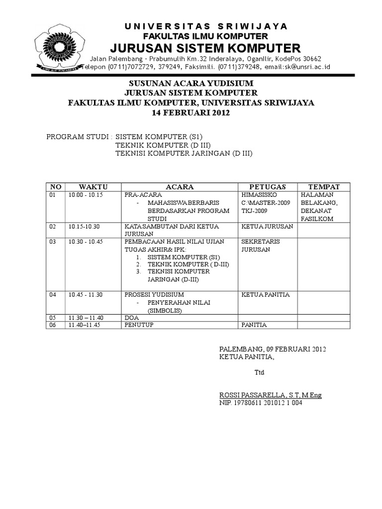 Susunan Acara Yudisium 9984