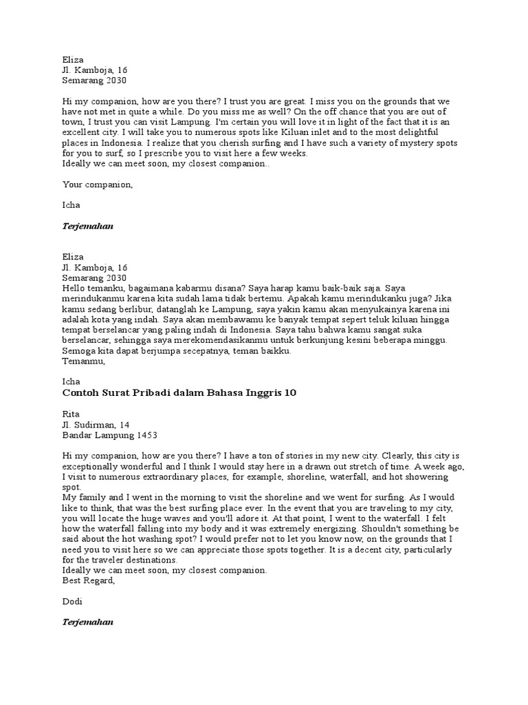 Contoh Surat Bhs Inggris