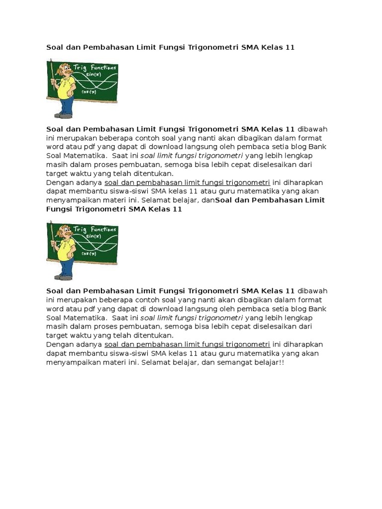 Contoh Soal Dan Pembahasan Limit Trigonometri
