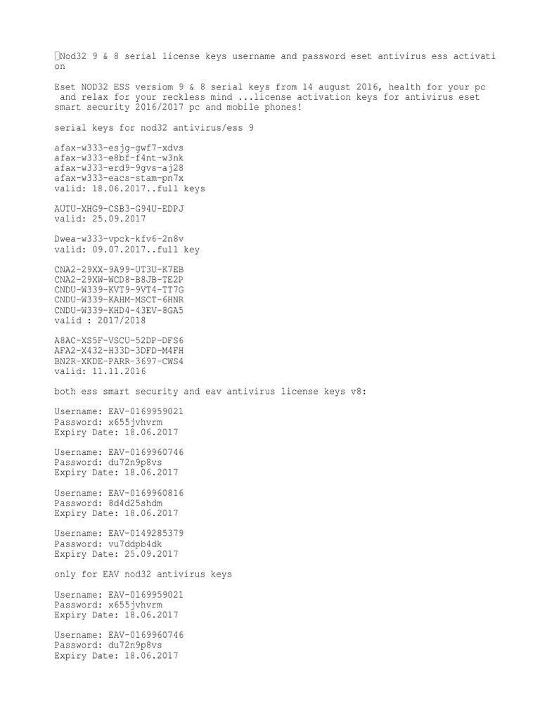 free activation key for eset nod32 antivirus 9