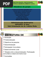 Trabalho Sobre Descentralização, Participação Comunitária e Desenvolvimento Local