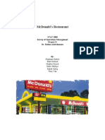 Mcdonald'S Restaurant: Stat 2800 Survey of Operations Management Project Ii Dr. Rotimi Aderohunmu