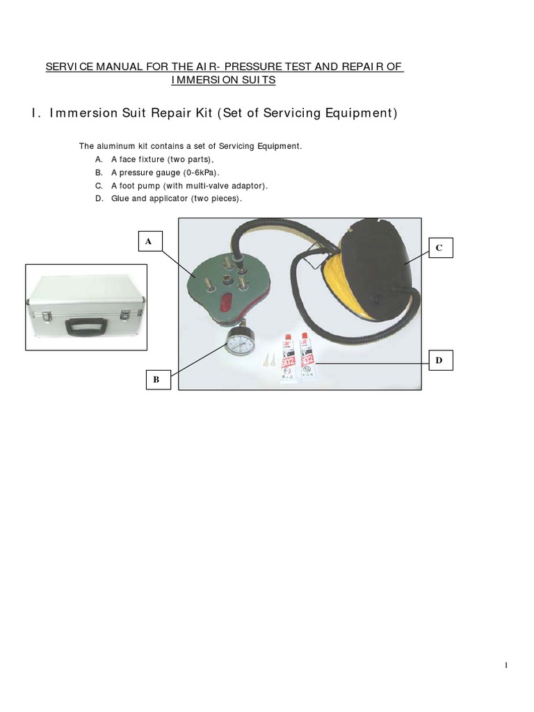Imersion Suit Repair Kit PDF Joining Equipment
