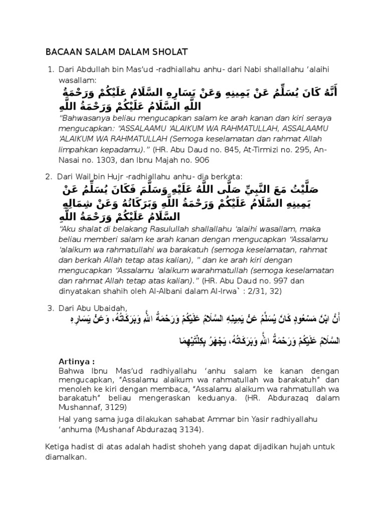 Bacaan Salam Sholat