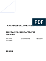 Amandeep Lal Bakshish Singh: Safe Tower Crane Operator Training