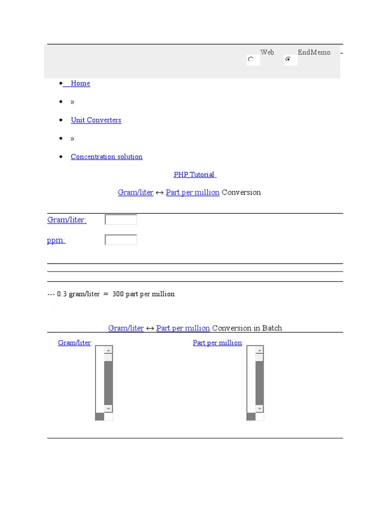 Gram/Liter to PPM Conversion Guide | PDF | Teaching Methods & Materials ...