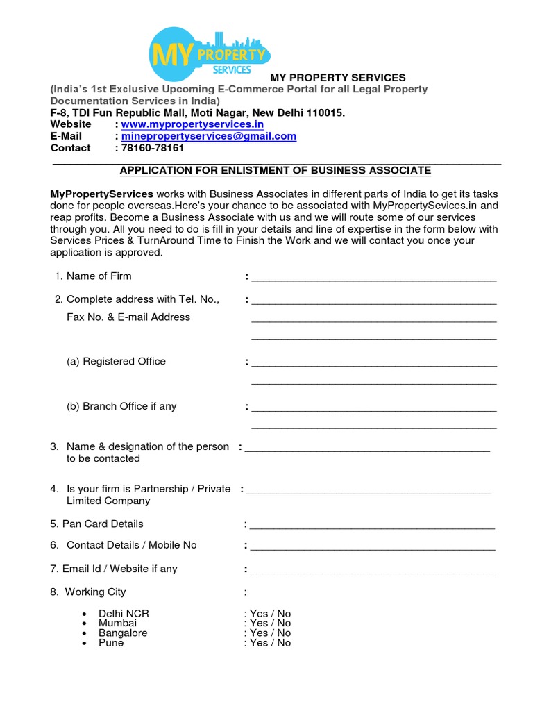 Vendor Empanelment Form Deed Signature