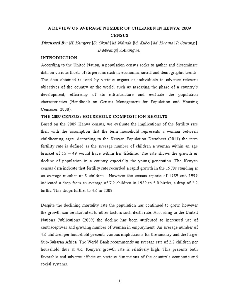 Fertility Rate in Kenya | PDF