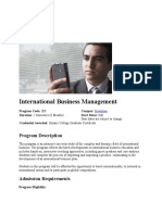 International Business Management: Program Description