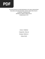 An Evaluation of The Efficiency of Loan Collection Policies and Procedures Among Selected Multi