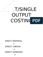 Unit Single Output Costing