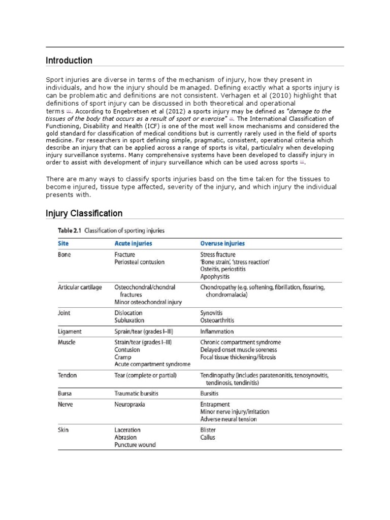 Classification of Sports Injuries Guide | PDF | Tendon | Knee