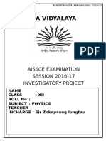 KV Haflong 2016-17 AISSCE Physics Project Certificate