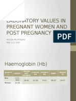 Laboratory Values in Pregnant Women and Post Pregnancy