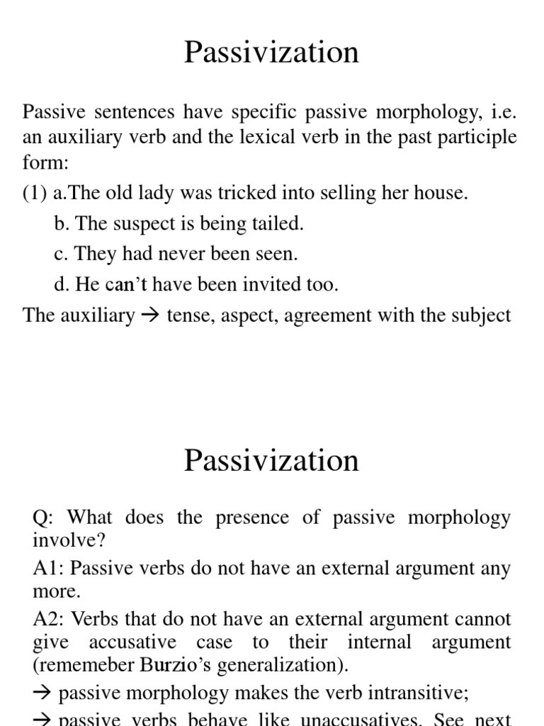 Passivization | Verb | Subject (Grammar)