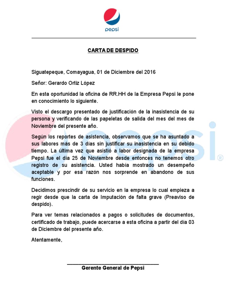 Carta de Despido