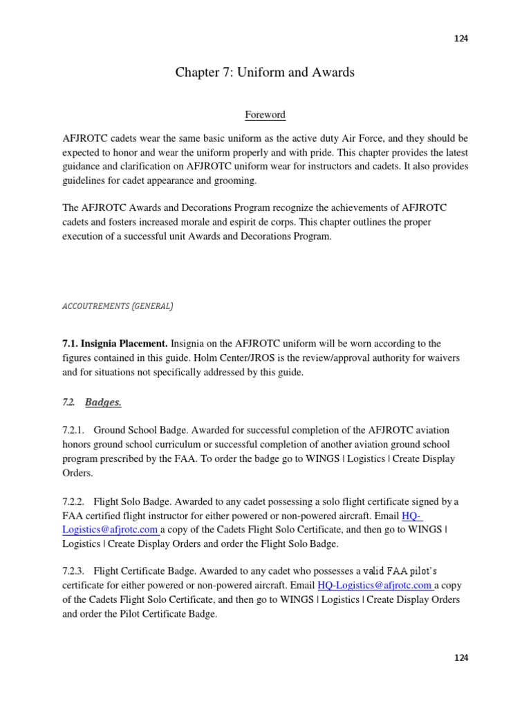 Chapter 7 Uniform and Awards 2 PDF Military Of The United States