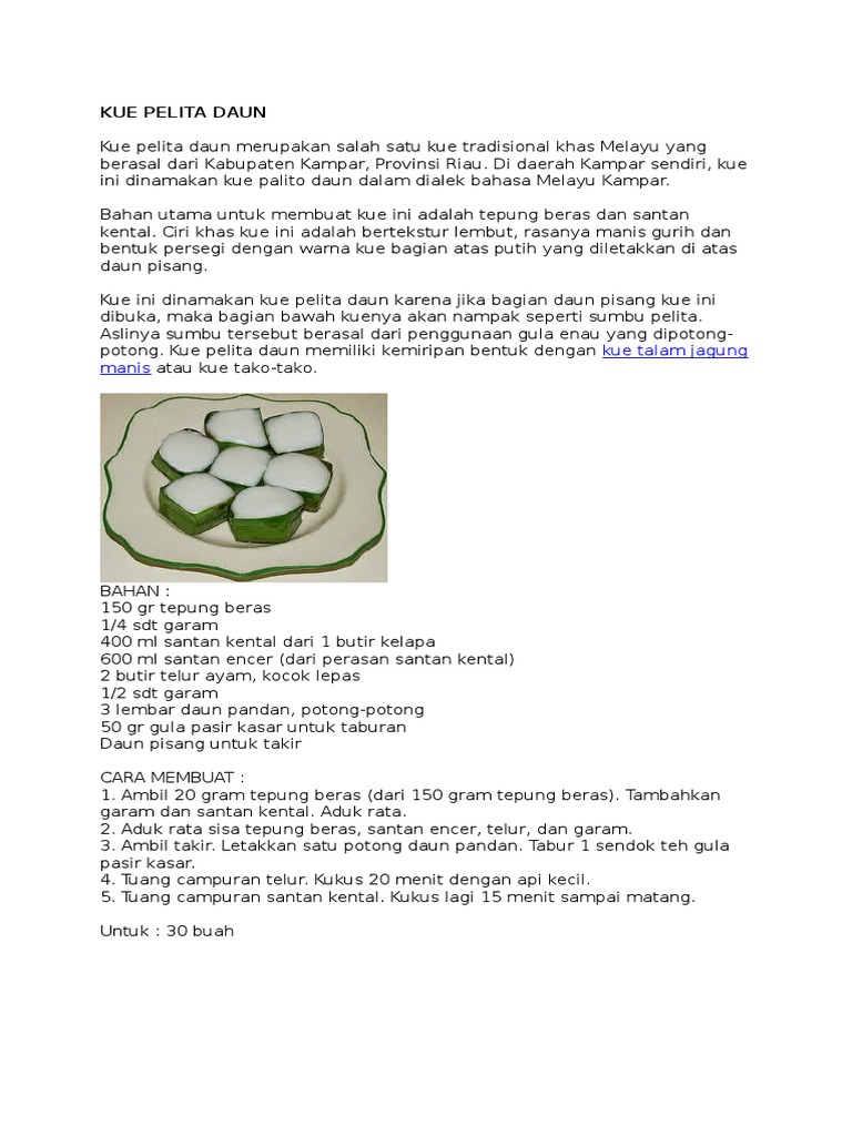 Kue Pelita Daun | PDF