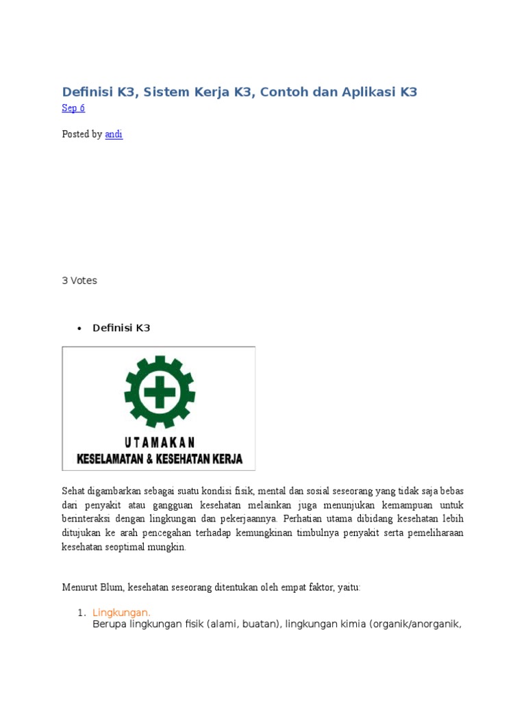 Contoh Makalah K3 3