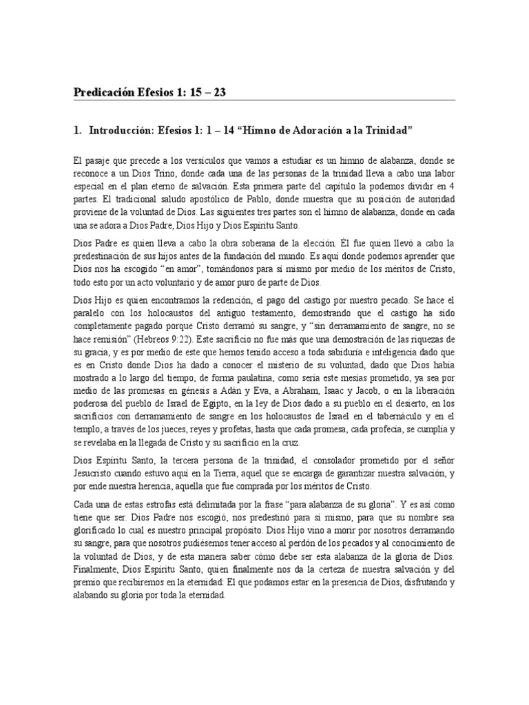 Predicacion Efesios 1 15 23 Pdf Cristo Titulo La Resurreccion De Jesus