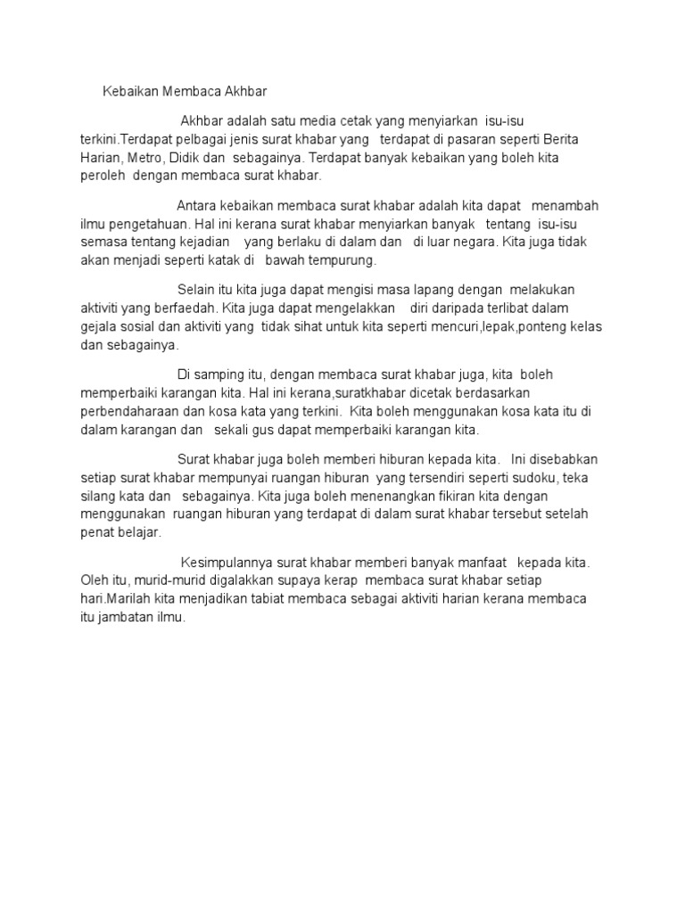Faedah Membaca Akhbar Pdf