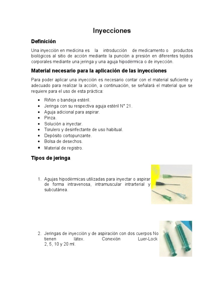 Guía Práctica de Inyecciones Médicas | PDF | Terapia intravenosa ...