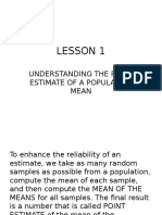 Lesson 1: Understanding The Point Estimate of A Population Mean