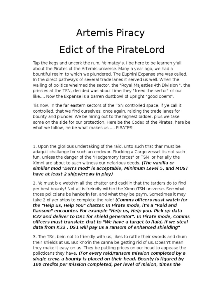 Pirate Rules Piracy Oceans