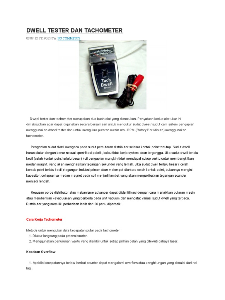 Dwell Tester Dan Tachometer PDF