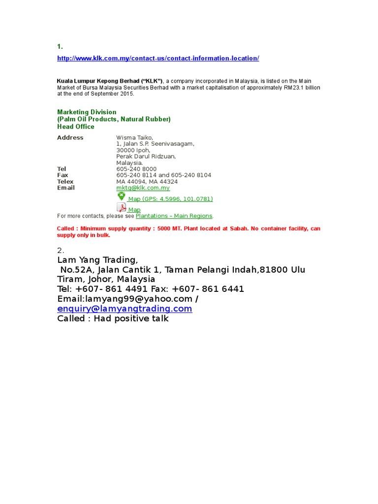 Palm Kernel Cake Supplier Data At Malaysia And Indonesia