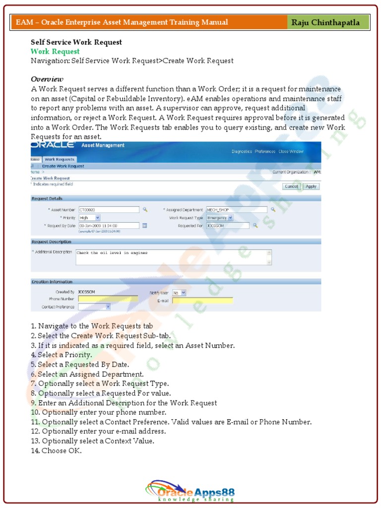 Oracle EAM Training Manual Overview | PDF | Asset Management | Business ...