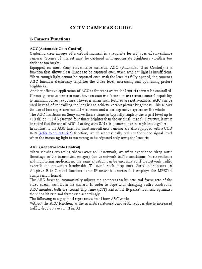 CCTV Cameras Guide 1Camera Functions PDF Zoom Lens Infrared