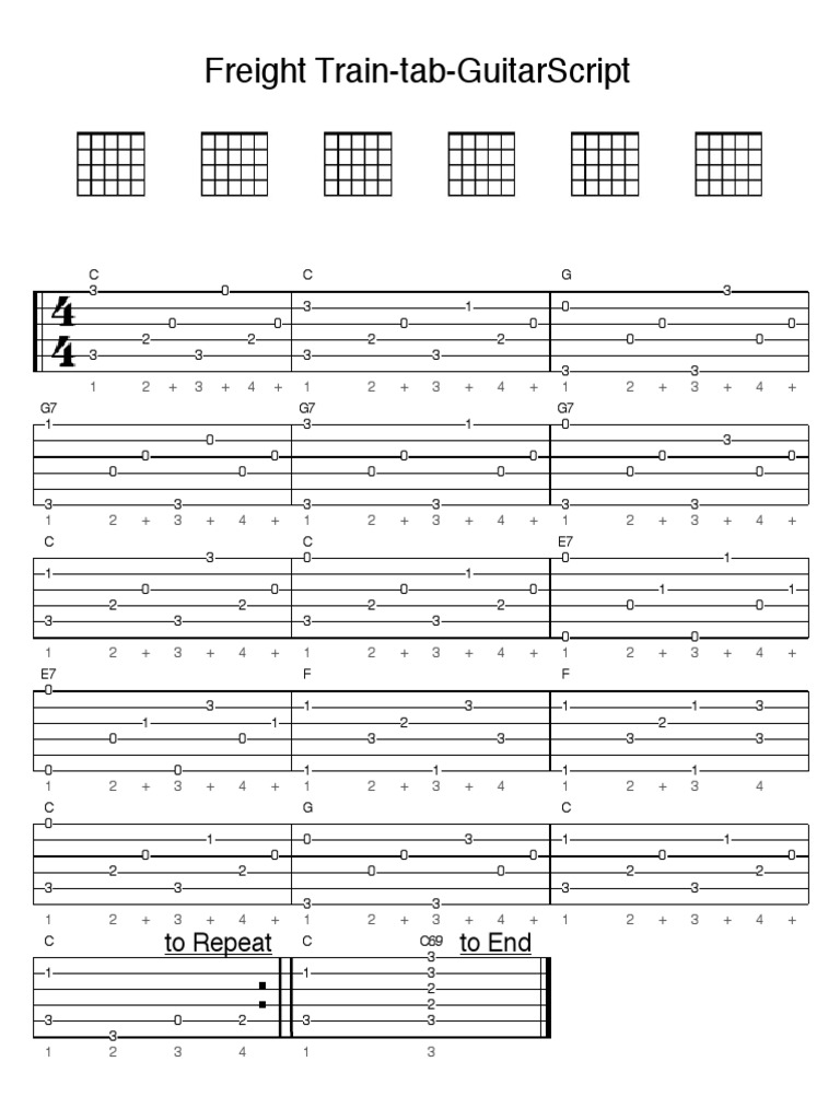 Freight Train Tab GuitarScript PDF