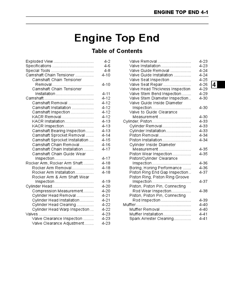 Kawasaki KLX110 & KLX110L Service Repair Manual Chapter 4 Engine