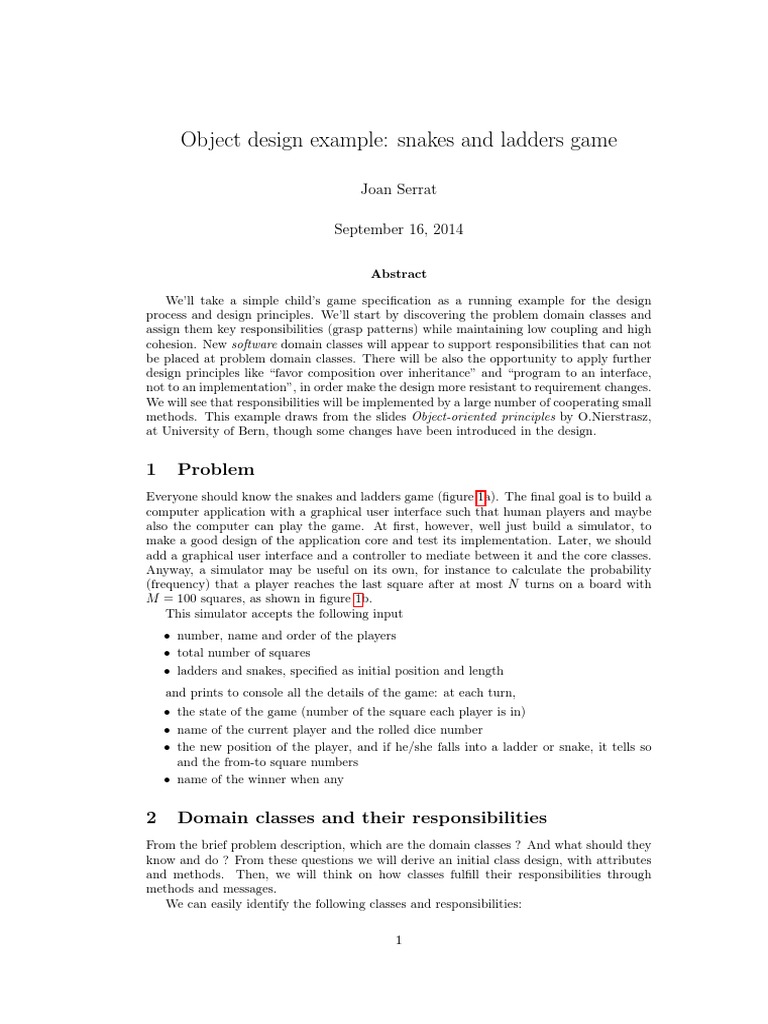 Snakes and Ladders Game Design Guide | PDF | Method (Computer ...