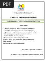 Avaliação 5º Ano Port- Mat - Red 2013.2
