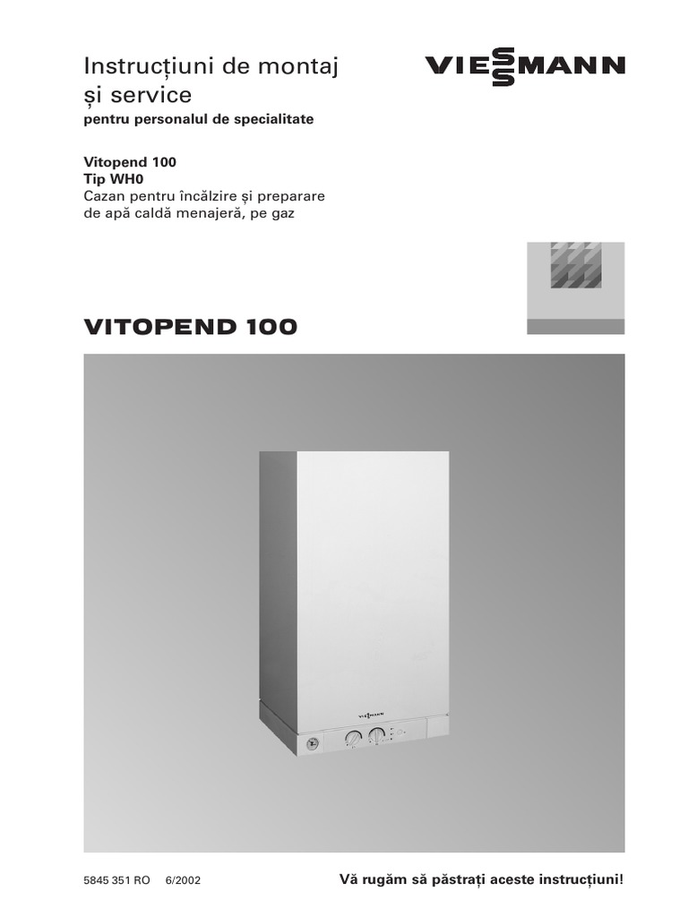 Manual Viessmann Vitopend 100 WH0 PDF | PDF
