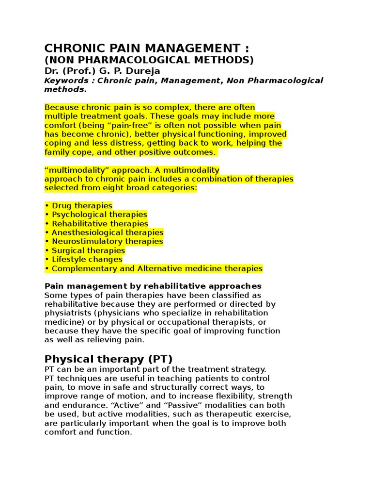 Non-Pharmacological Chronic Pain Management | PDF | Pain | Pain Management