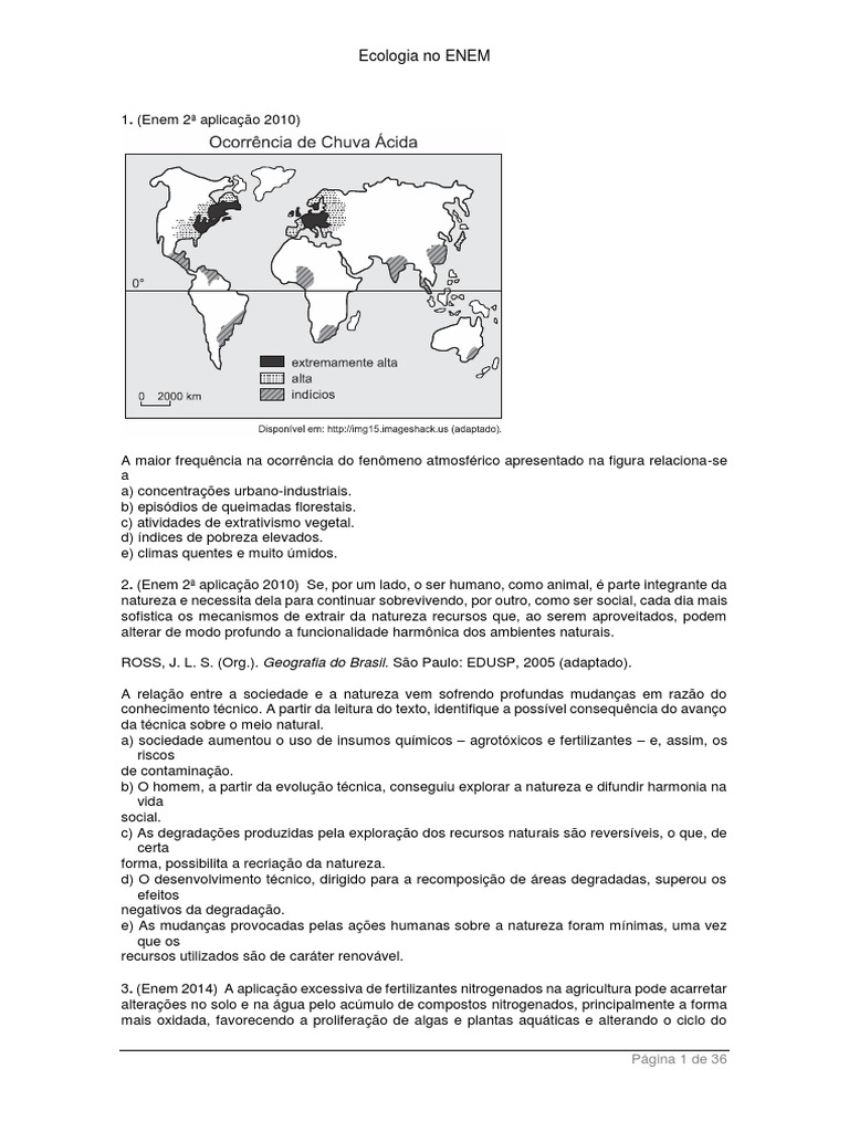 Ecologia no ENEM: Questões sobre ciclos biogeoquímicos, cadeias ...