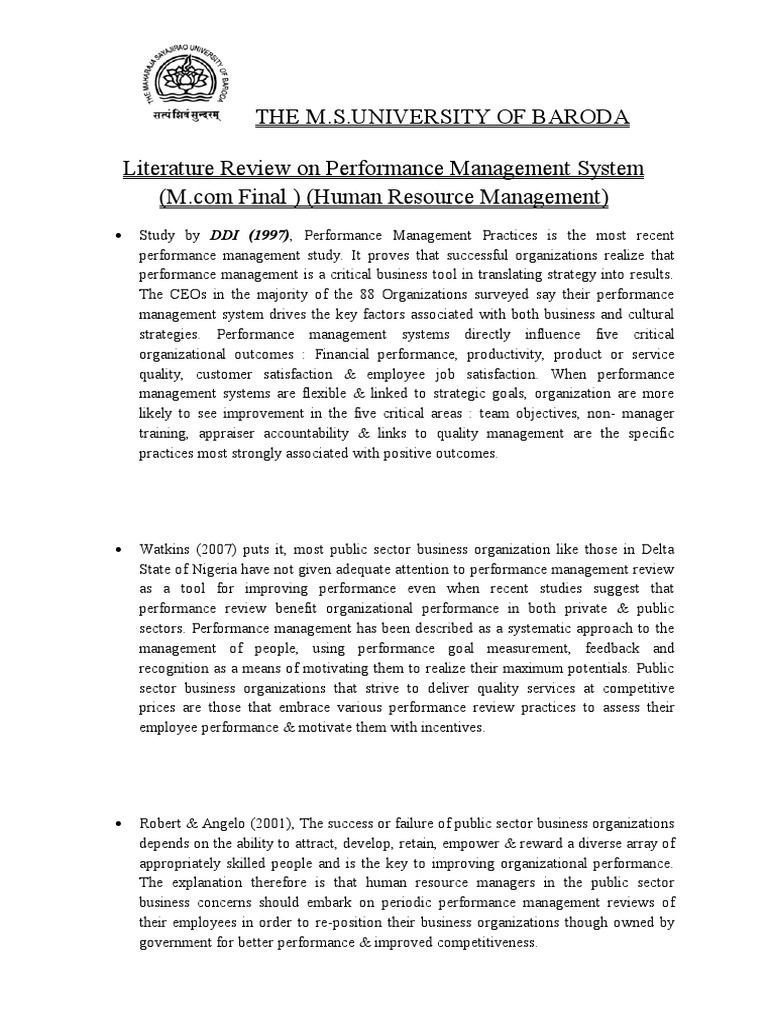 literature review on performance management system pdf