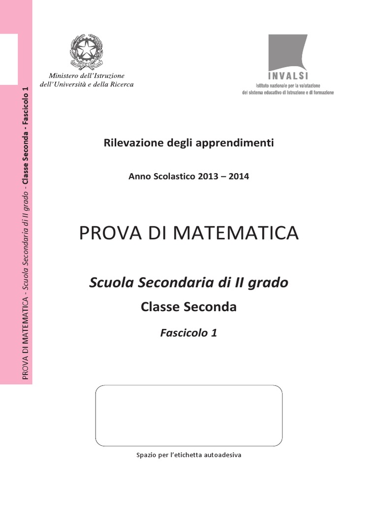 Prove Invalsi Matematica 2013 2014 Soluzioni