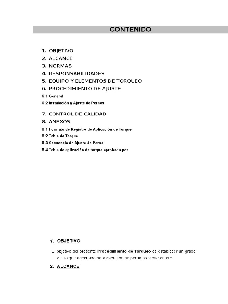 Procedimiento de Torqueo | PDF