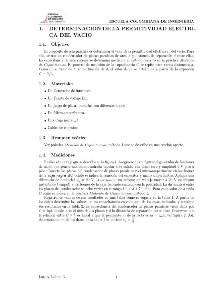 07 Medición de Le Permitividad Eléctrica Del Vacío