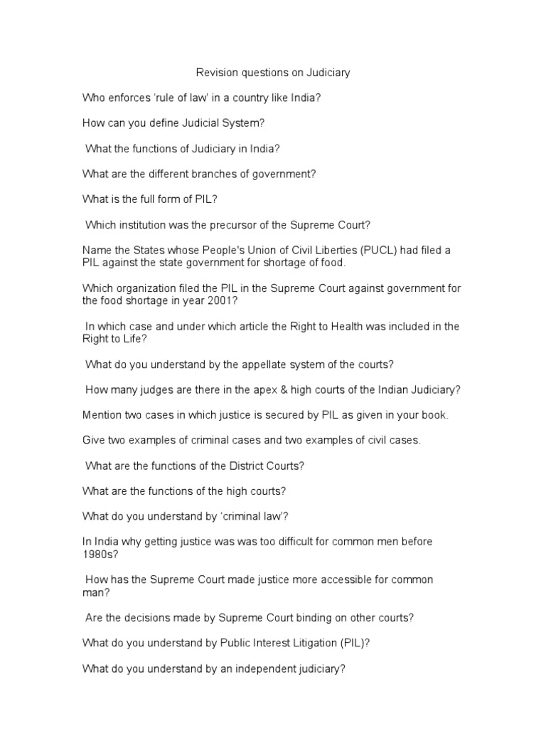 Questions on Judiciary