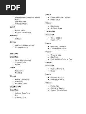 Weekly Meal Plan