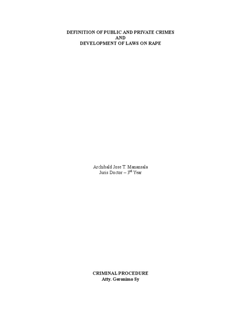 Private vs. Public Crimes Explained | PDF | Adultery | Rape