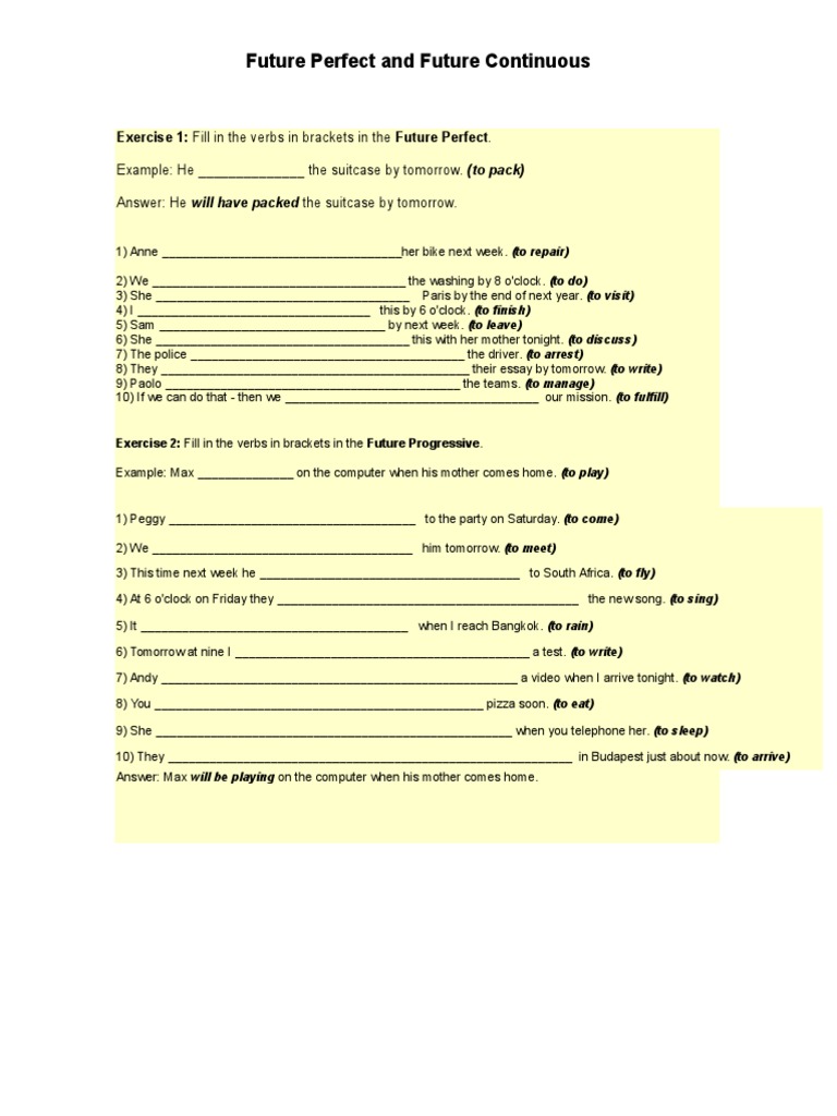 Future Cont. and Perfect | PDF | Language Arts & Discipline ...