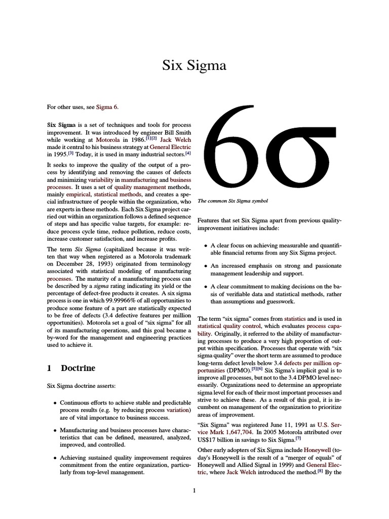 Six Sigma | PDF | Design For Six Sigma | Six Sigma