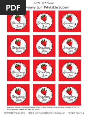 Strawberry Jam Printable Labels
