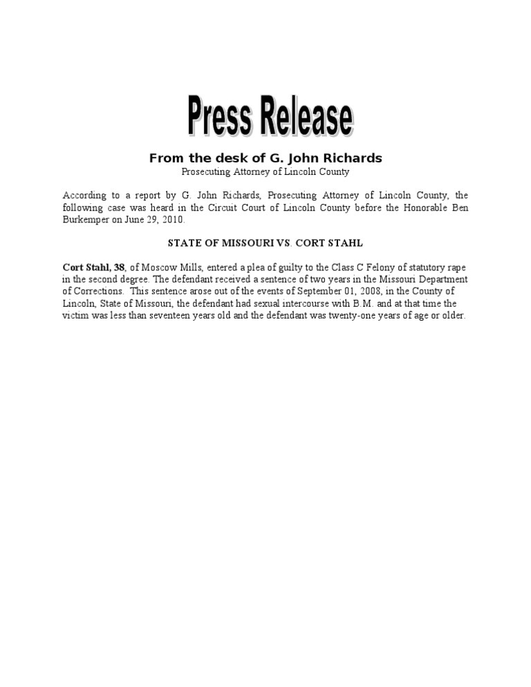 Missouri Statutory Rape Case Summary | PDF | Mystery, Thriller & Crime ...